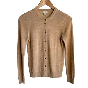 J Crew Merino Wool Blend Cardigan Sz S Beige Button Up Sweater Timeless Caryn